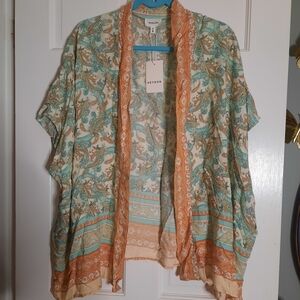 Meyson Paisley Kimono - Orange and Cream